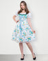 3-teiliges Damen-Dirndl-Set: Kleid, Bluse und Schürze in Blau
